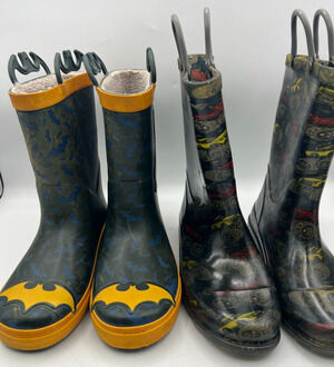 2 Pair Kids Rain Boots Western Chief Batman Monster Trucks Boys Size 13 1